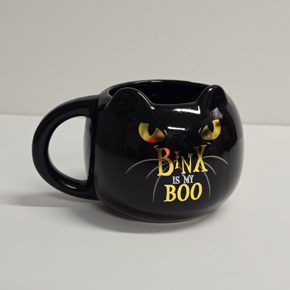 Disney Hocus Pocus Binx Is My Boo Black Cat Molded Ceramic Mug Halloween Cup